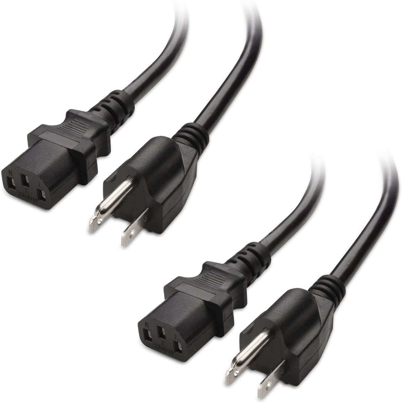 Cable Matters 2-Pack 16 AWG Heavy Duty 3 Prong Computer Monitor Power Cord