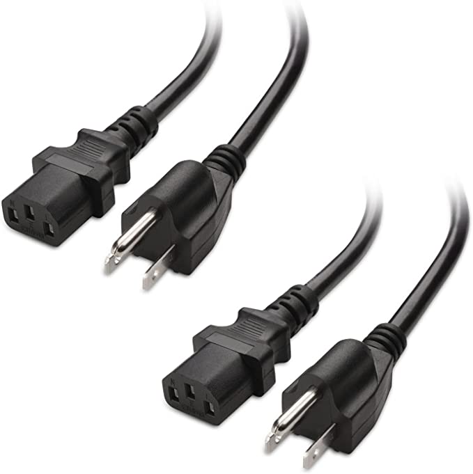 Cable Matters 2-Pack 16 AWG Heavy Duty 3 Prong Computer Monitor Power Cord in 15 Feet (NEMA 5-15P to IEC C13)