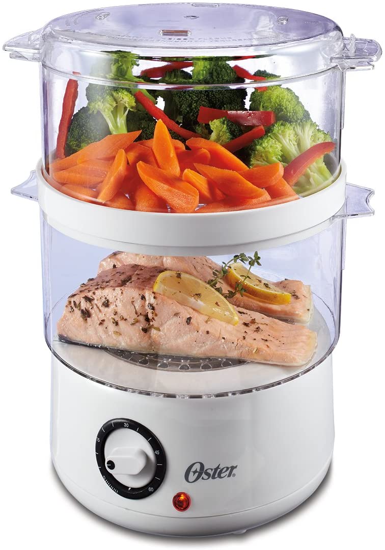 Oster Double Tiered Food Steamer, 5 Quart, White