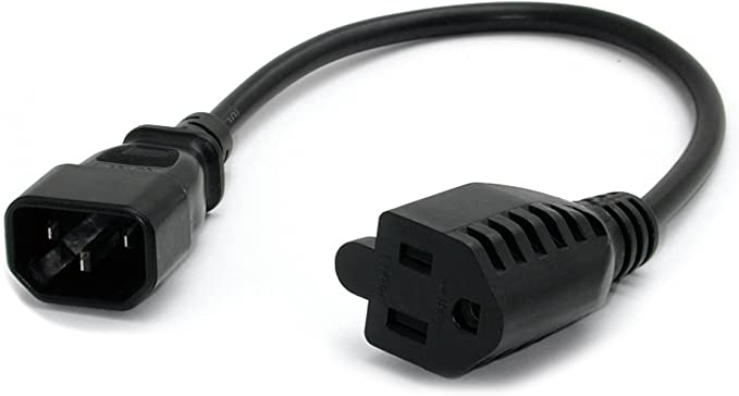 StarTech.com 1ft Standard Computer Power Adapter Cord (IEC 60320 C14 Male to NEMA 5-15R Female) - 10A - Black - Wall Power to PDU, Monitor & Computer AC Power Cable (PAC100)